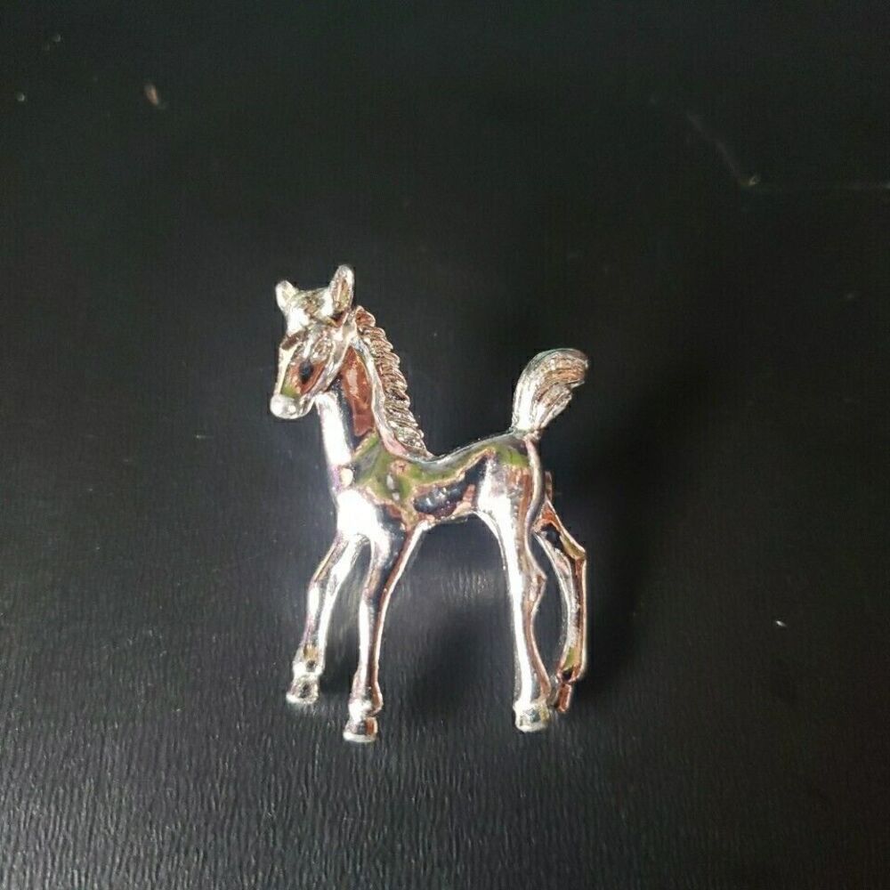 Baby Horse Pony Colt Silver tone brooch small
